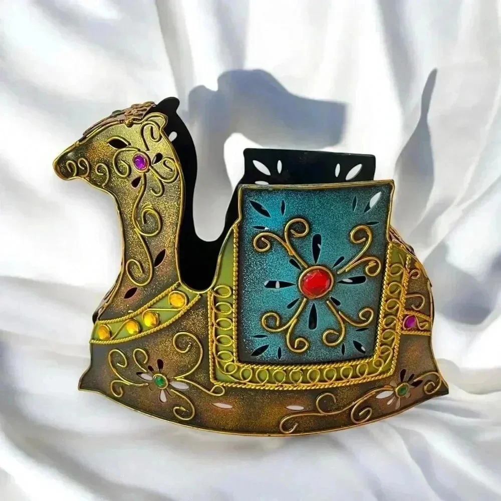 Vintage Metal Ornate Camel Candle Holder